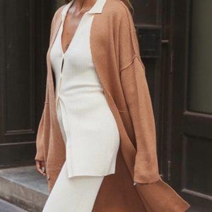 Lulus Cardigan Long Tan XS